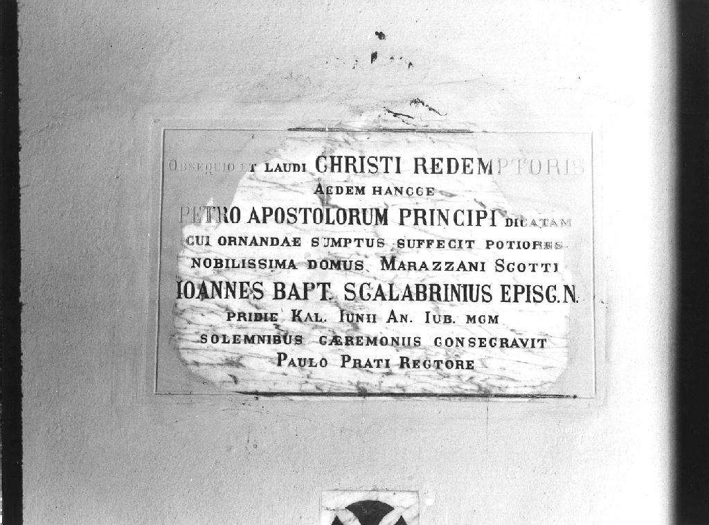 lapide commemorativa - ambito piacentino (sec. XX)