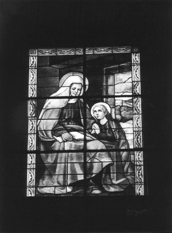 Educazione di Maria Vergine (vetrata) di Albertella Mario (sec. XX)