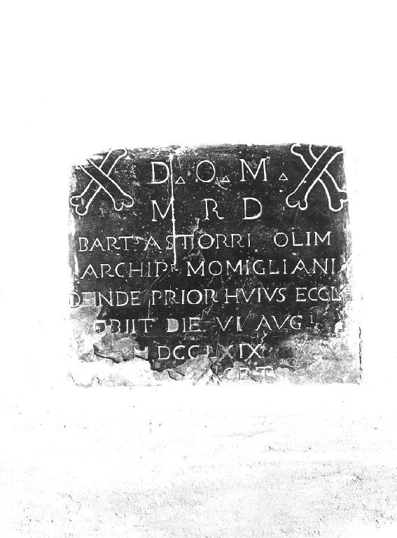 lapide tombale - ambito piacentino (sec. XVIII)