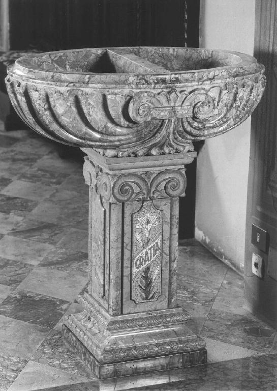 fonte battesimale - a fusto - ambito piacentino (secondo quarto sec. XVIII, sec. XX)