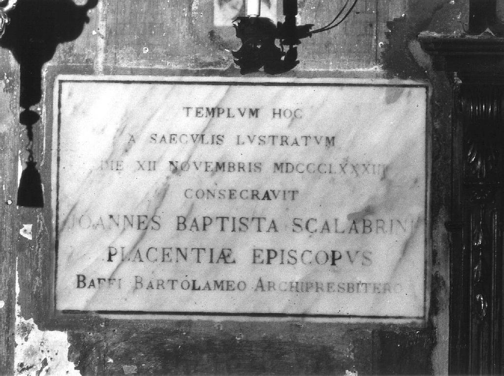 lapide documentaria - ambito piacentino (sec. XIX)