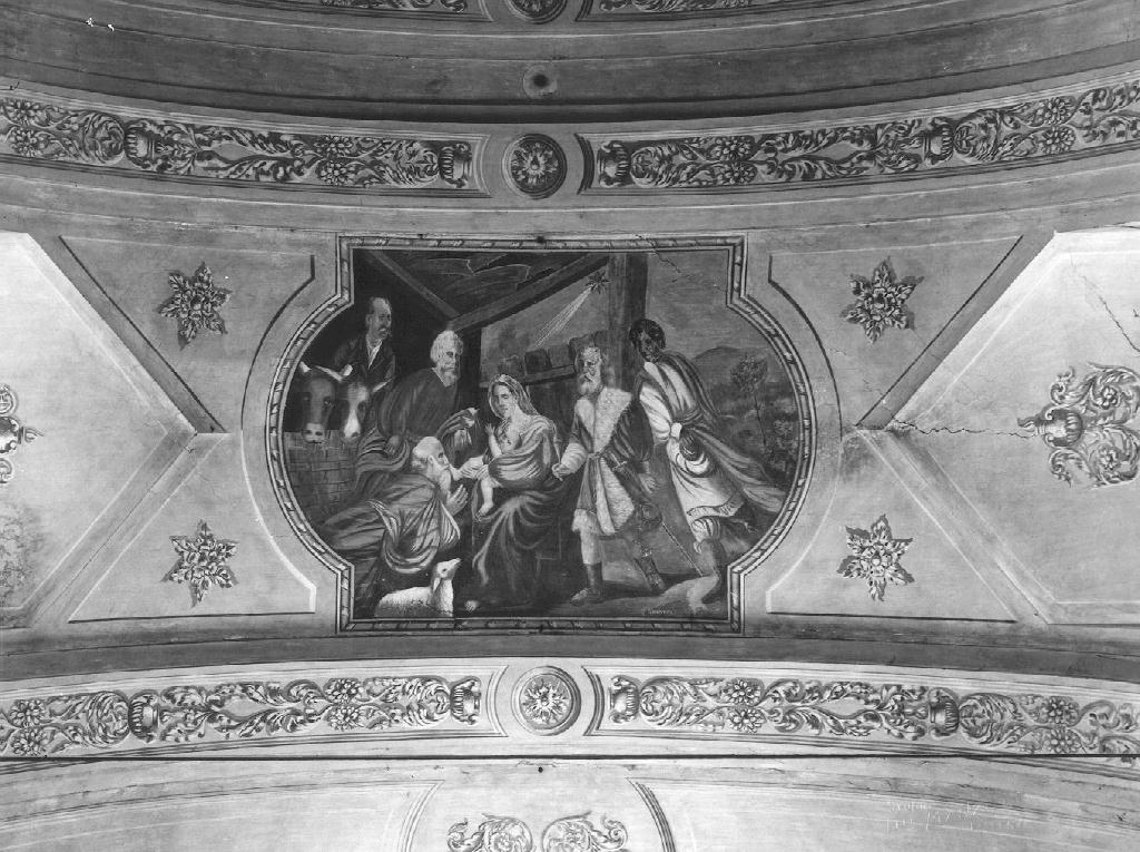 Adorazione dei Magi; Angeli col simbolo eucaristico; Motivi decorativi (dipinto) di Sesenna P (sec. XX)