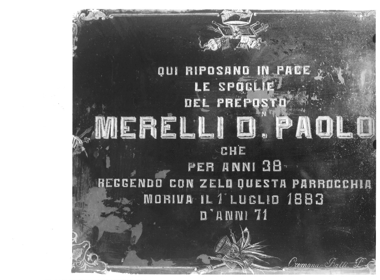 lapide tombale di Ratti P (sec. XIX)