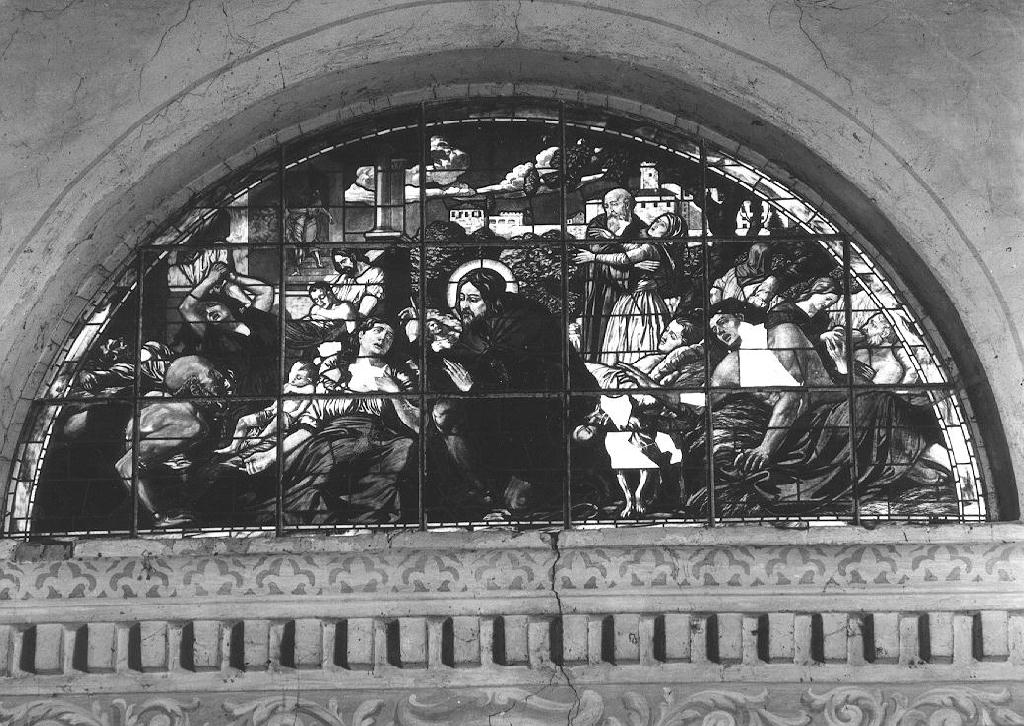 San Rocco guarisce gli appestati (vetrata) - ambito emiliano-lombardo (fine/inizio secc. XIX/ XX)