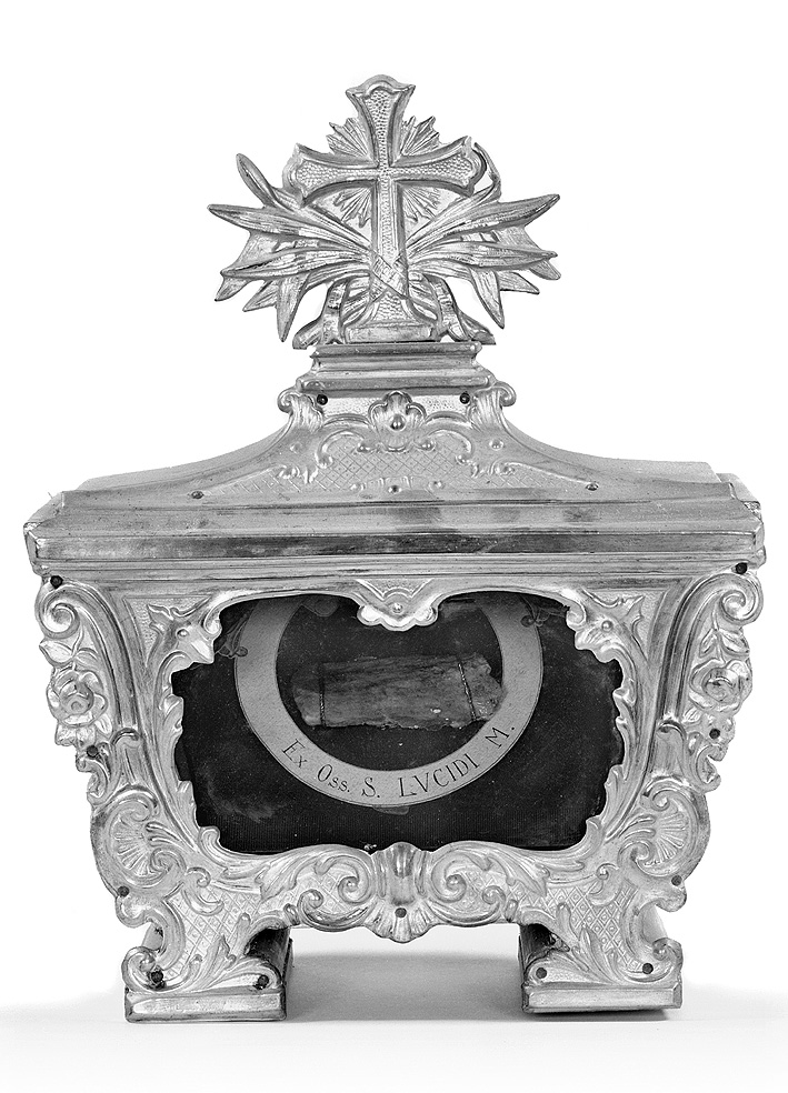 reliquiario a teca - a urna, serie - ambito piacentino (seconda metà sec. XIX)