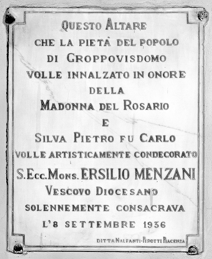 lapide documentaria di Malfanti Giovanni (sec. XX)