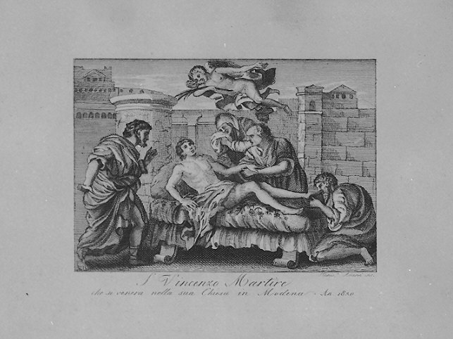 San Vincenzo Martire (stampa) di Adani Stanislao (sec. XIX)