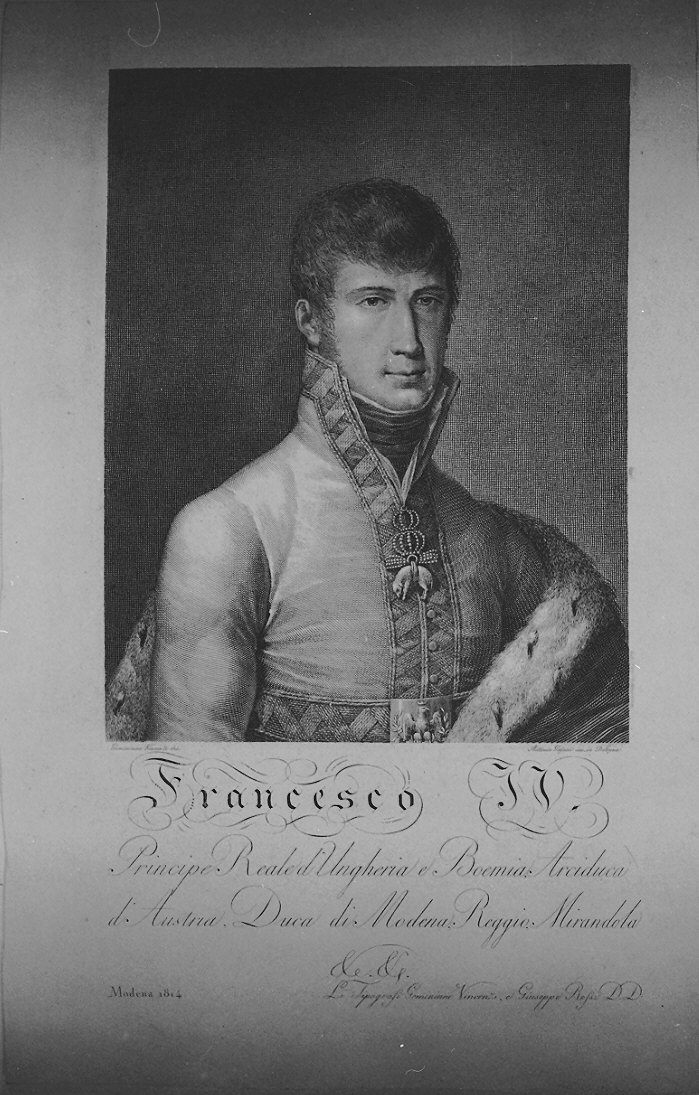 ritratto di Francesco IV d'Asburgo (stampa) di Gaiani Antonio, Vincenzi Geminiano (inizio sec. XIX)
