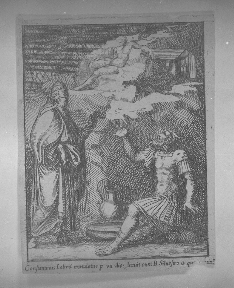 Costantino sanato dalla lebbra (stampa, serie) - ambito italiano (seconda metà sec. XVII)