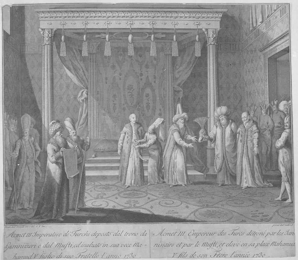 Acmet III deposto dal trono (stampa) di Zatta Giacomo, Novelli Pietro Antonio (fine/inizio secc. XVIII/ XIX)