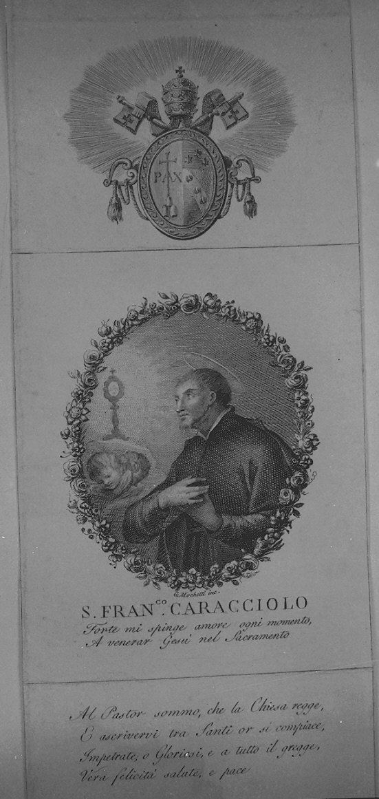 San Francesco Caracciolo (stampa) di Mochetti Giuseppe (inizio sec. XIX)