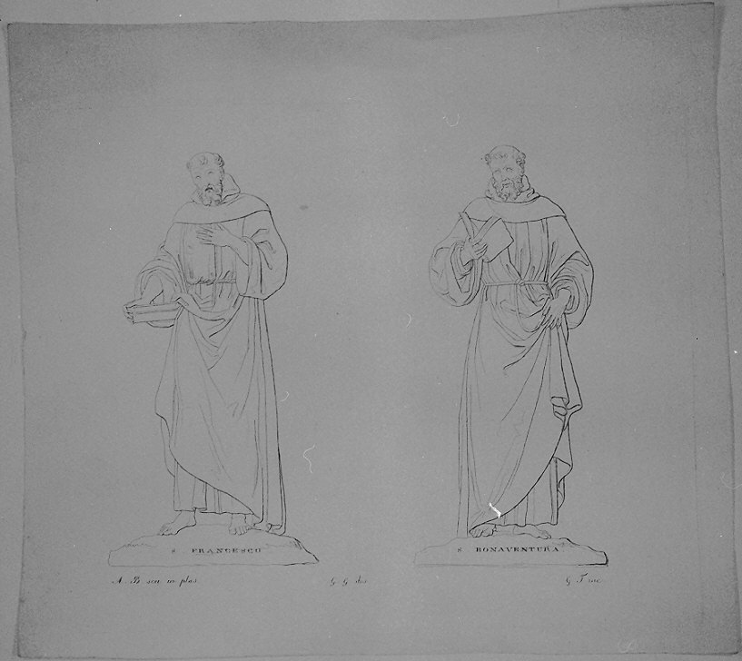 San Francesco e San Bonaventura (stampa) di G. T, A. B, G. G (sec. XIX)