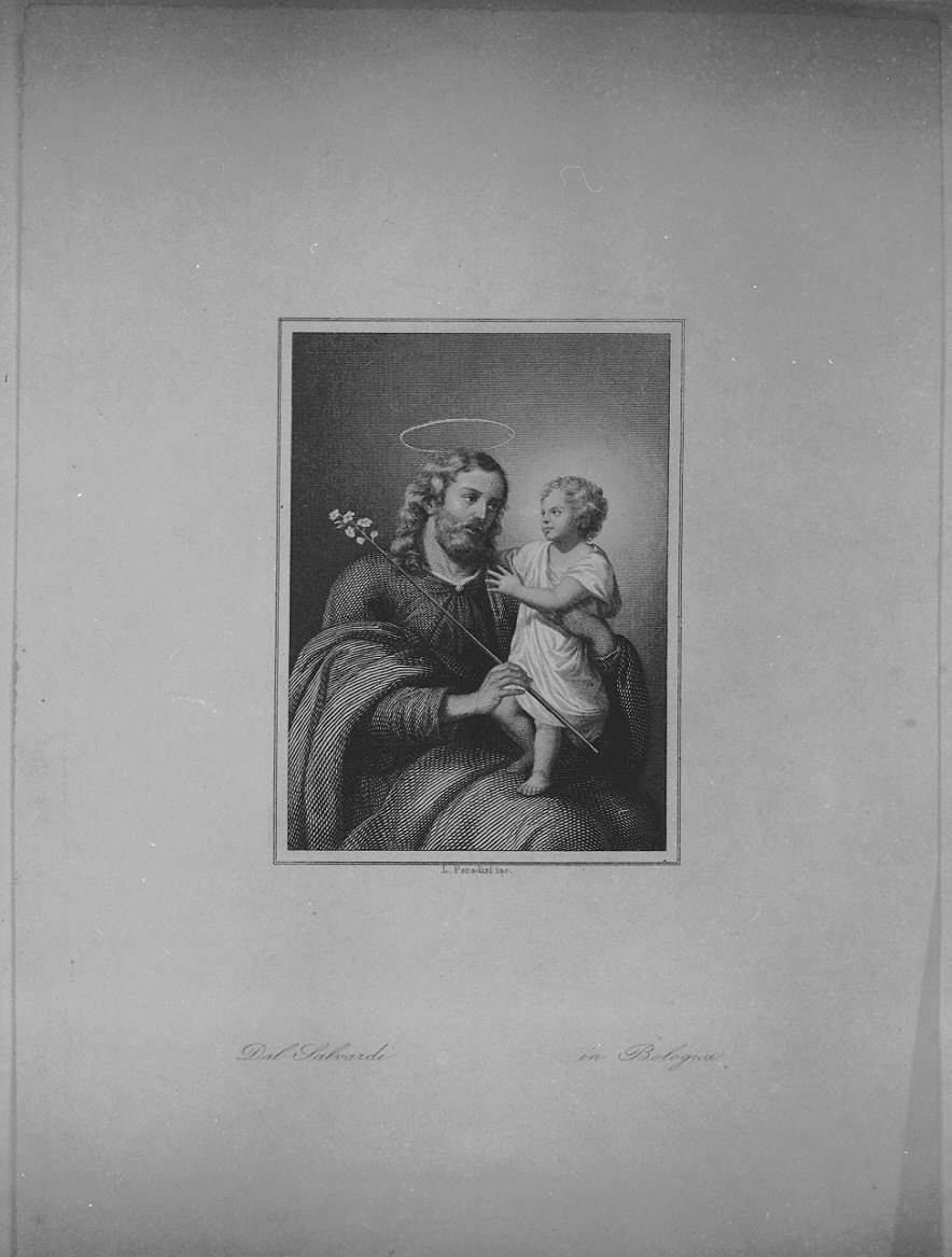 San Giuseppe e Gesù Bambino (stampa) di Paradisi Luigi (metà sec. XIX)