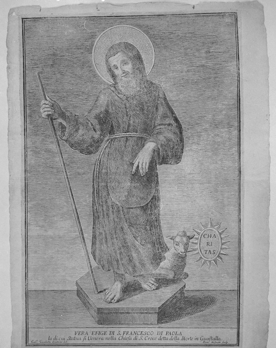San Francesco di Paola (stampa) di Miserotti Domenico, Quattrini Giovanni Battista (sec. XVIII)