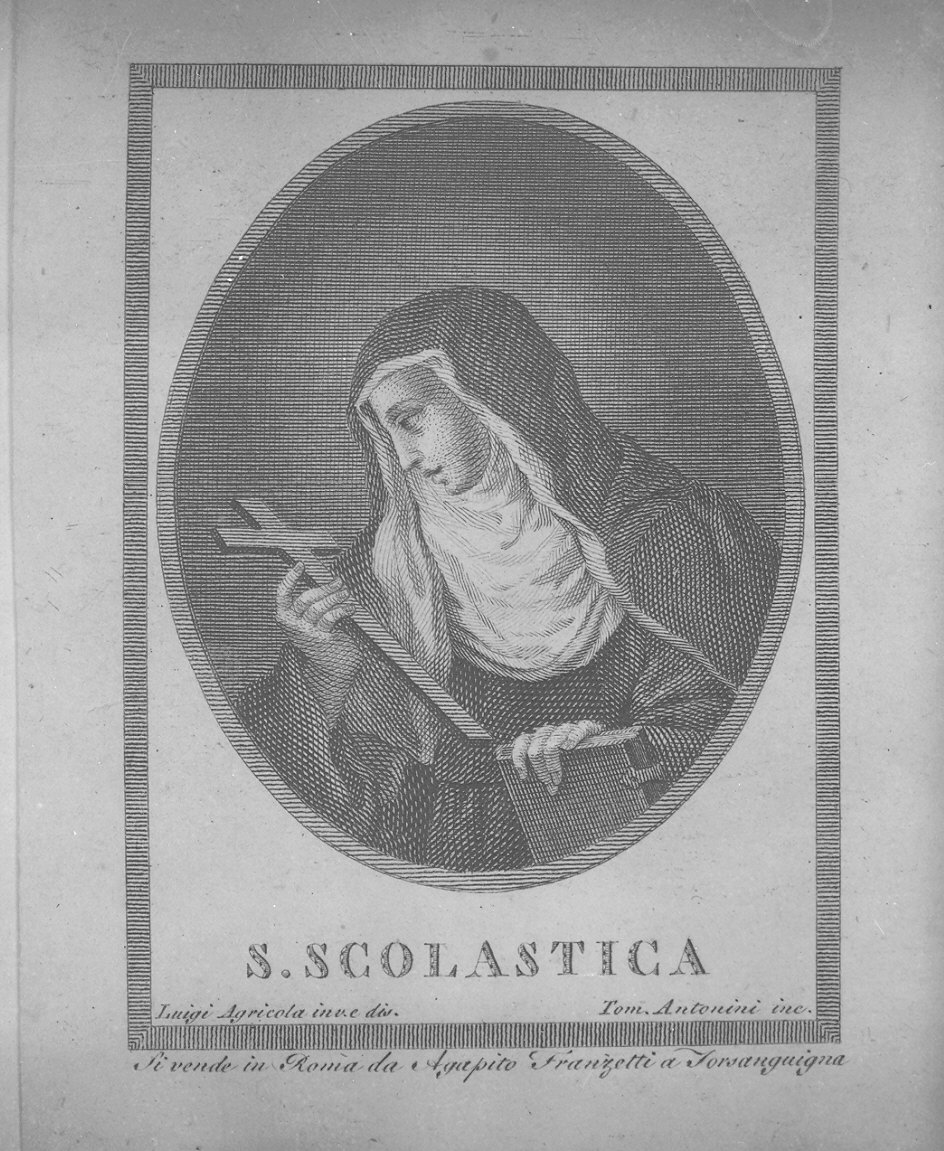 San Scolastica (stampa, serie) di Antonini Tommaso, Agricola Luigi (fine sec. XVIII)