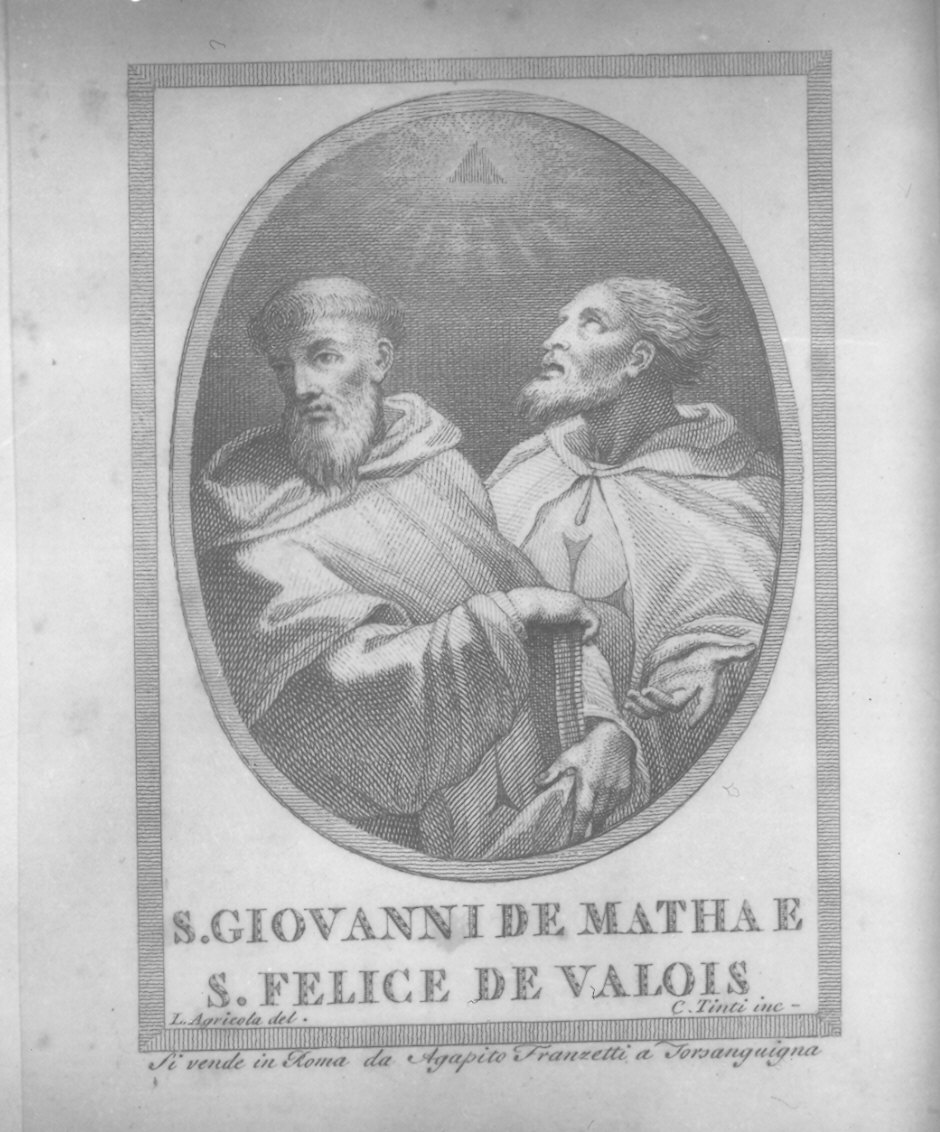 San Giovanni de Matha e San Felice de Valois (stampa, serie) di Tinti Camillo, Agricola Luigi (fine sec. XVIII)