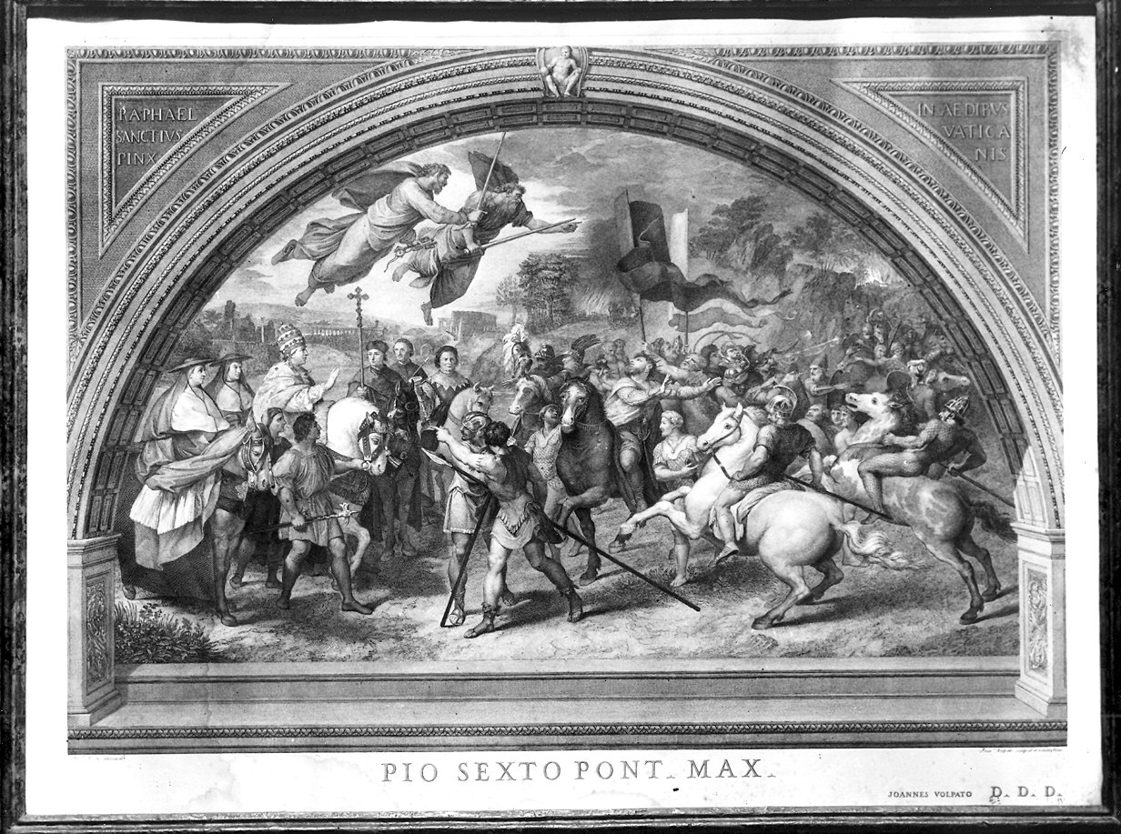 Incontro di Attila e Leone Magno (stampa) di Sanzio Raffaello, Volpato Giovanni, Nocchi Bernardino (sec. XVIII)