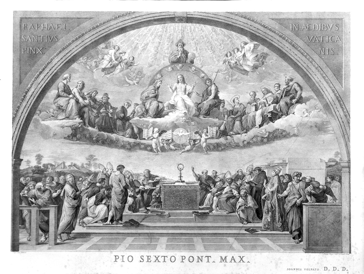 La disputa del sacramento, La disputa del sacramento (stampa) di Sanzio Raffaello, Volpato Giovanni, Cades Giuseppe (sec. XVIII)