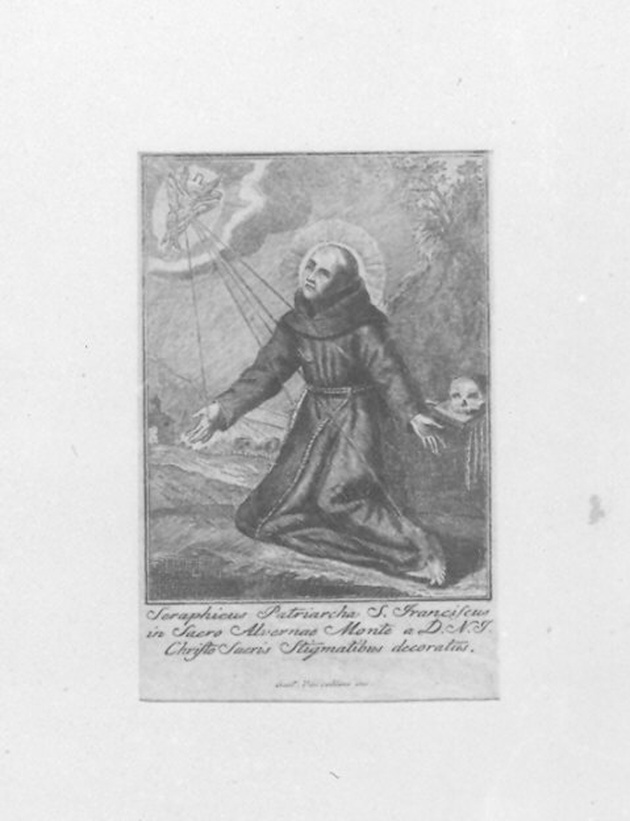 San Francesco stigmatizzato (stampa) di Vascellini Gaetano (fine sec. XVIII)