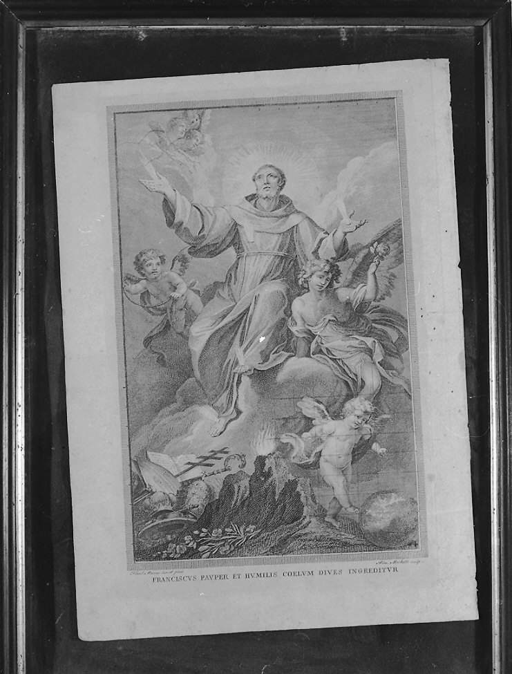 San Francesco in gloria (stampa) di Mochetti Alessandro, Manno Francesco (fine sec. XVIII)