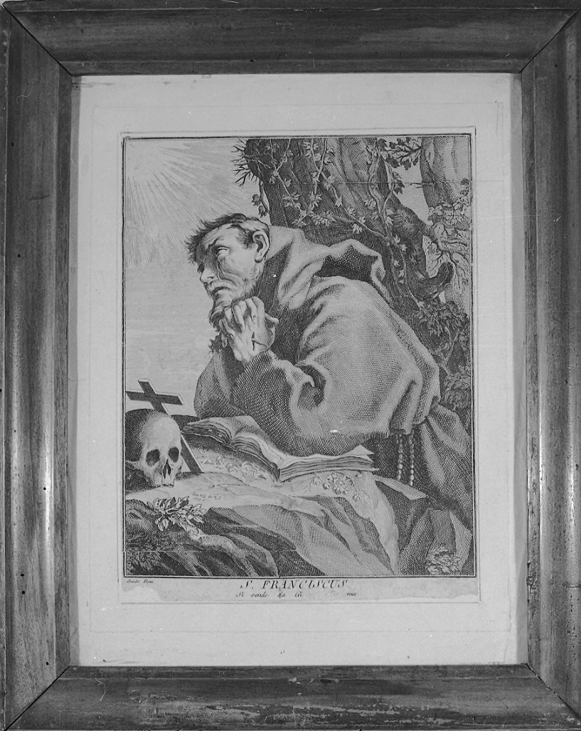 San Francesco in preghiera (stampa) di Reni Guido (fine/inizio secc. XVII/ XVIII)