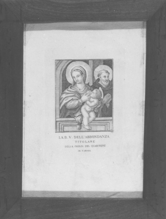 Madonna con Bambino e San Francesco (stampa) di Baiardi Mercurio (sec. XIX)