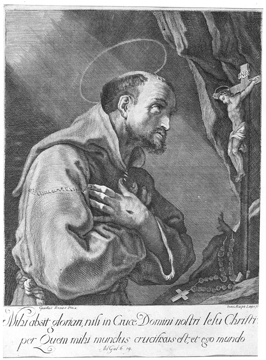 San Francesco in preghiera (stampa) di Lapi Giovanni, Reni Guido (metà sec. XVIII)