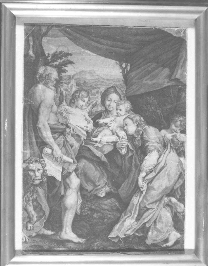 Madonna di San Girolamo, Madonna con Bambino e santi (stampa) di Ravenet Simon Francois, Allegri Antonio detto Correggio (sec. XVIII)