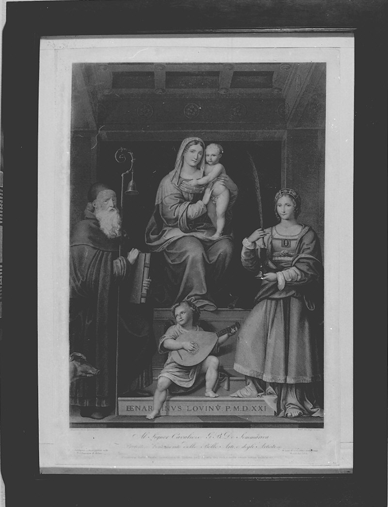 Madonna con Bambino e santi (stampa) di Bisi Michele, Luini Bernardino (sec. XIX)