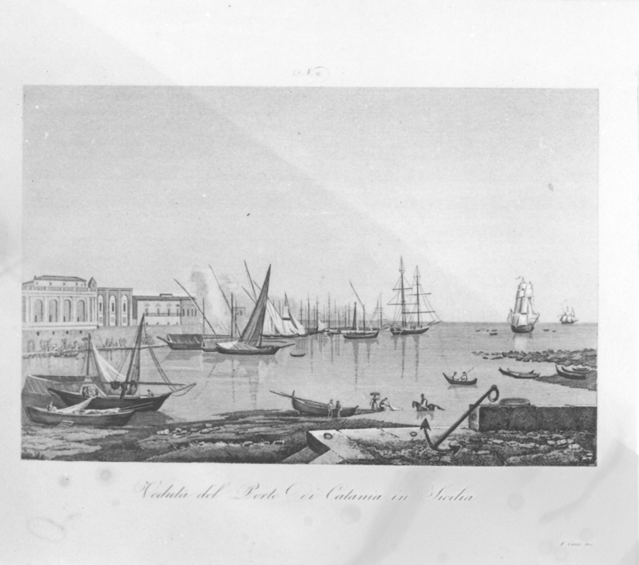 Veduta della città di Catania in Sicilia/ Veduta del porto di Catnia in Sicilia (stampa, elemento d'insieme) di Corsi Francesco S (inizio sec. XIX)