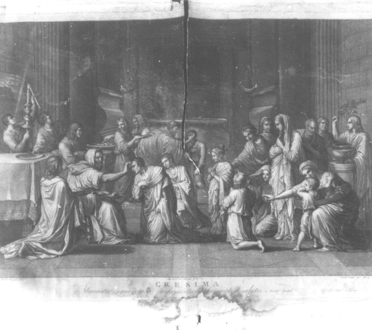 Cresima (stampa, elemento d'insieme) di Pera Giovanni, Eredi Benedetto, Cecchi Giovanni Battista, Poussin Nicolas (sec. XIX)