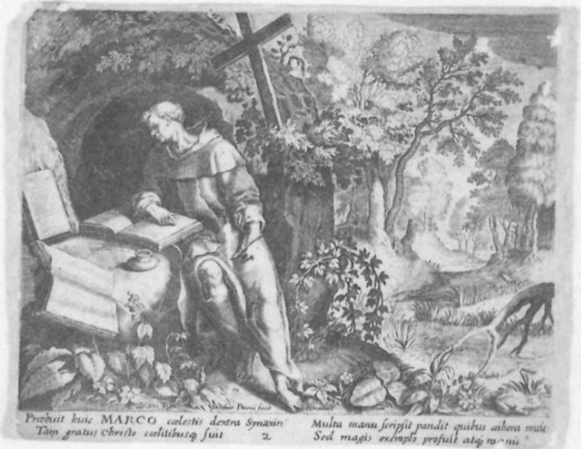 Marco eremita (stampa) di Pecini Giacomo, De Vos Martin (sec. XVIII)