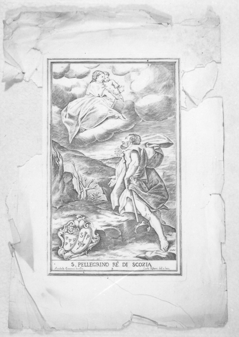 San Pellegrino re di Scozia (stampa) di Pisarri Carlo Antonio, Carracci Annibale (sec. XVIII)