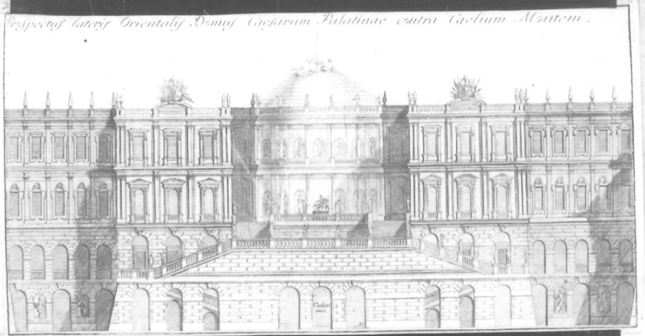 Prospetto del Palazzo dei Cesari (stampa) di Valesio Dionigi (metà sec. XVIII)