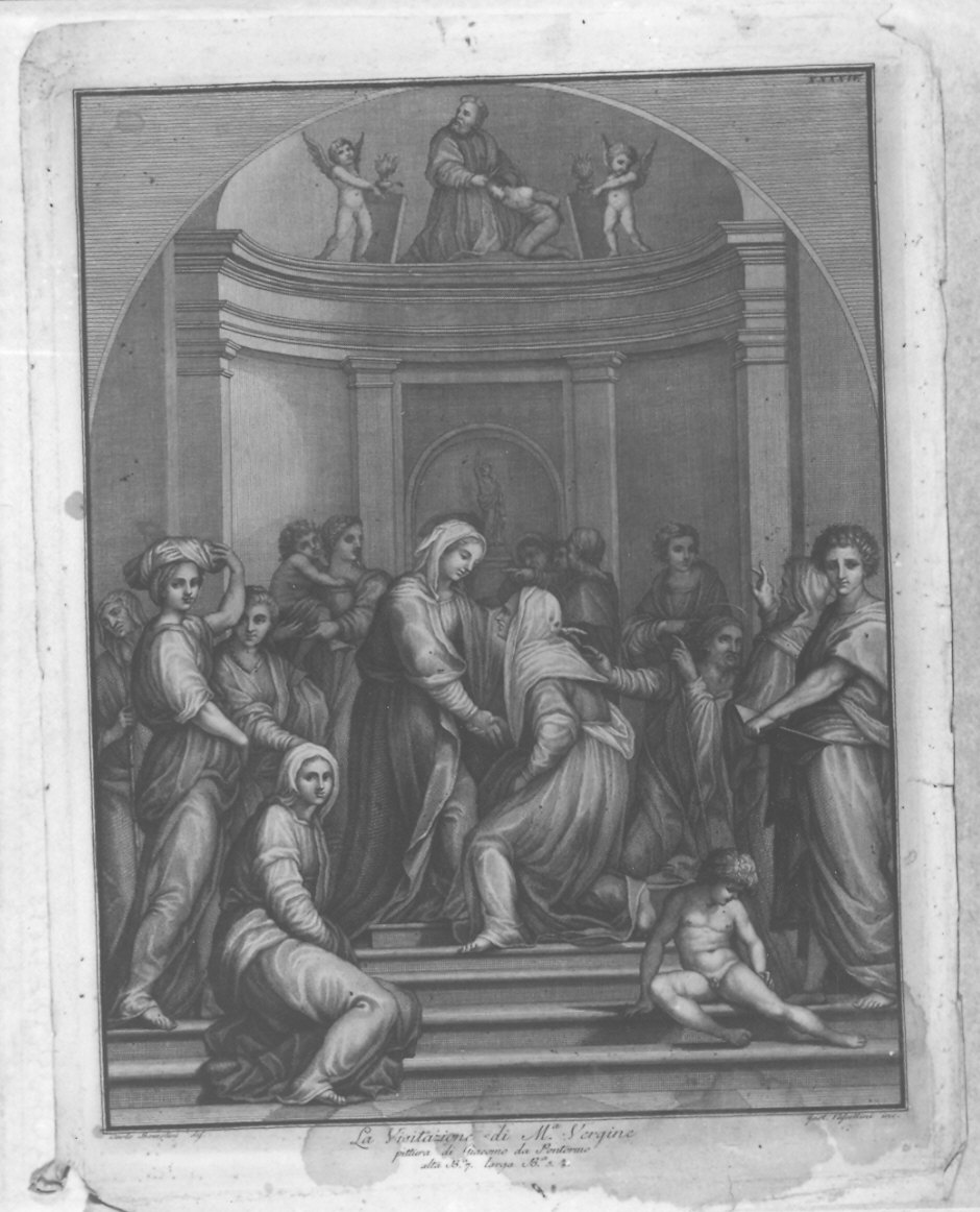 visitazione (stampa) di Vascellini Gaetano, Carucci Iacopo detto Pontormo, Bozzolini Carlo (fine sec. XVIII)