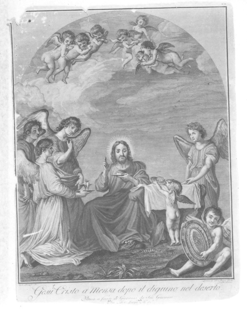 Cristo benedicente (stampa smarginata) di Lasinio Carlo, Mannozzi Giovanni detto Giovanni da San Giovanni, Bozzolini Carlo, Cecchi Giovanni Battista (fine sec. XVIII)