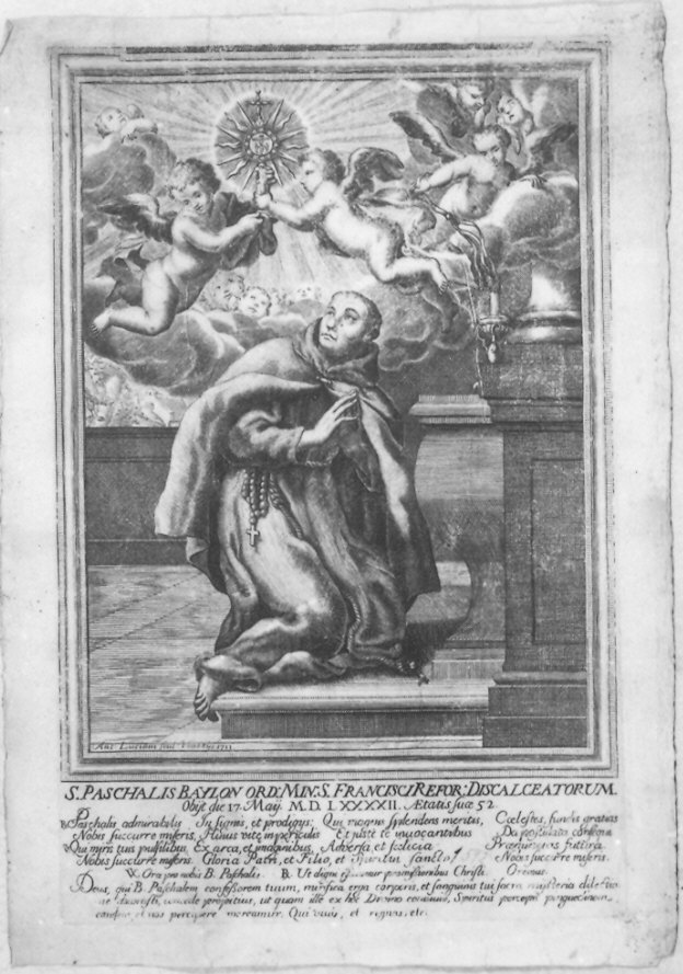 San Pasquale Baylon (stampa) di Luciani Antonio (sec. XVIII)