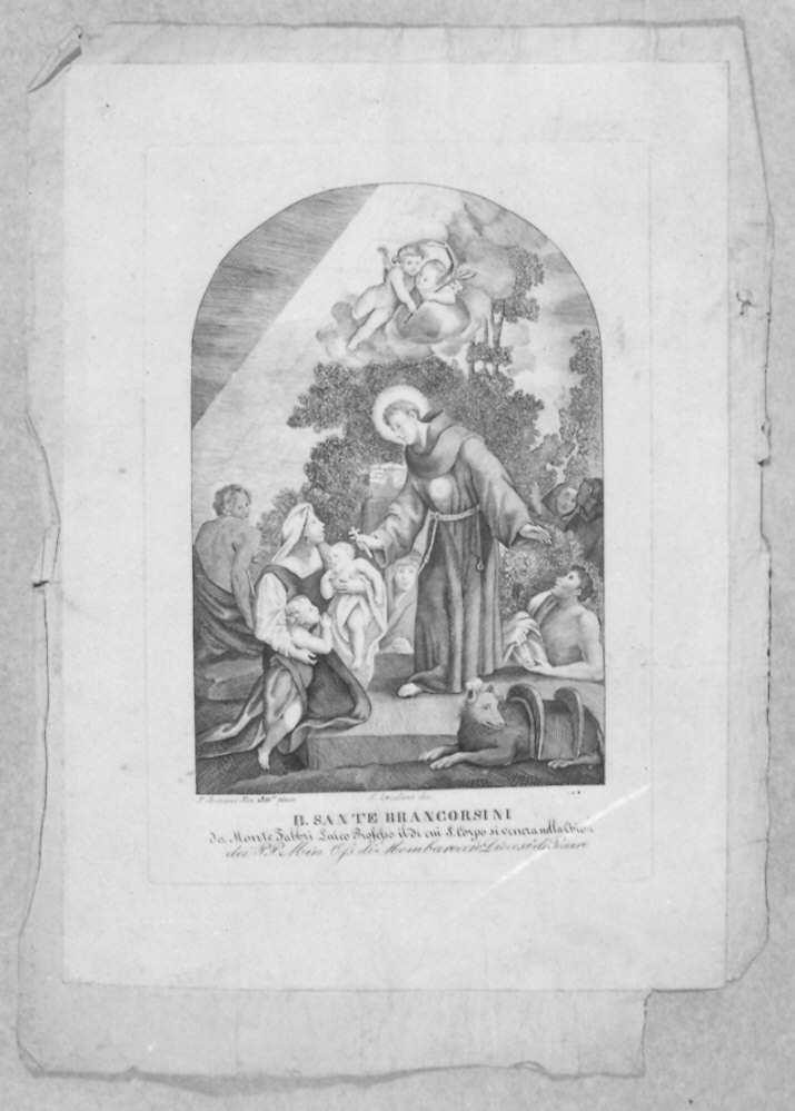 Beato Sante Brancorsini (stampa) di Favini Padre Atanasio, Ercolani F (primo quarto sec. XIX)