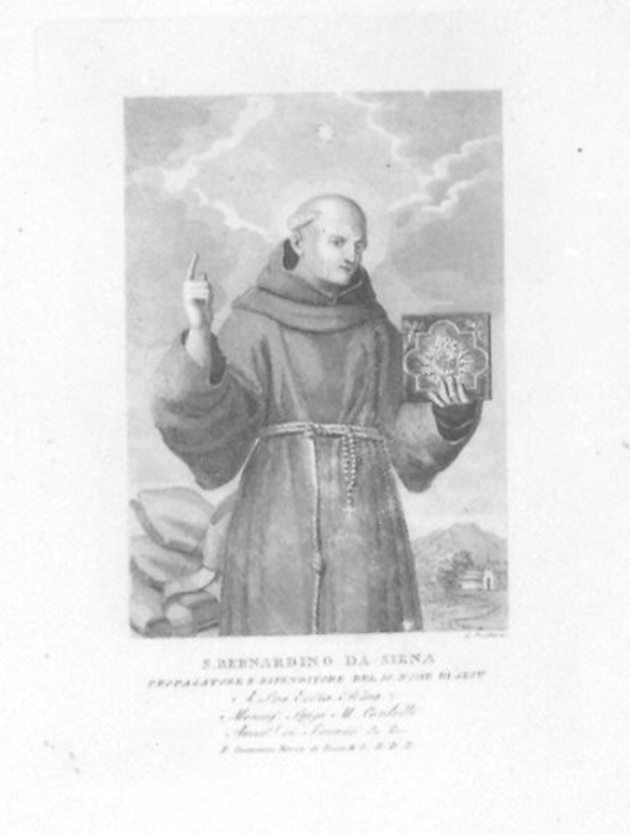 San Bernardino da Siena (stampa) di Persichini Raffaello (prima metà sec. XIX)