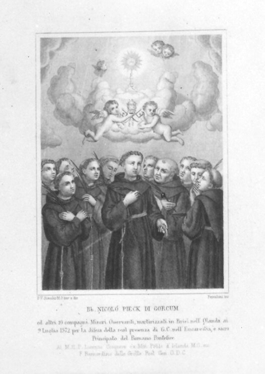 Beato Nicolò Pieck e 10 martiri (stampa) di Persichini Raffaello, Bianchi Pasquale (prima metà sec. XIX)