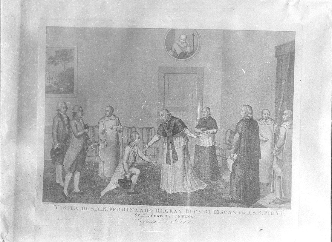 Visita di Ferdinando III Gran Duca di Toscana a Pio VI (stampa, serie) di Beys G, Poggioli Antonio (sec. XIX)