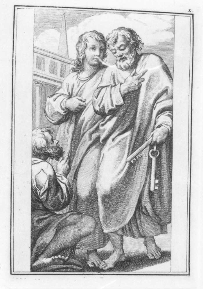 I Santi Pietro, Andrea e il mendicante (stampa, serie) di Rondani Francesco Maria (secc. XVIII/ XIX)