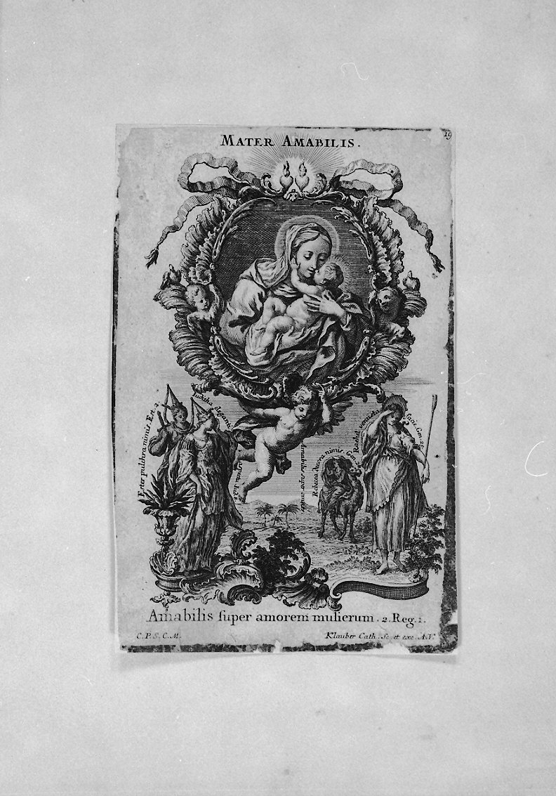 Madonna con Bambino (stampa smarginata, serie) di Klauber Joseph Sebastian detto Klauber Catharina, Klauber Johan Baptist (sec. XVIII)