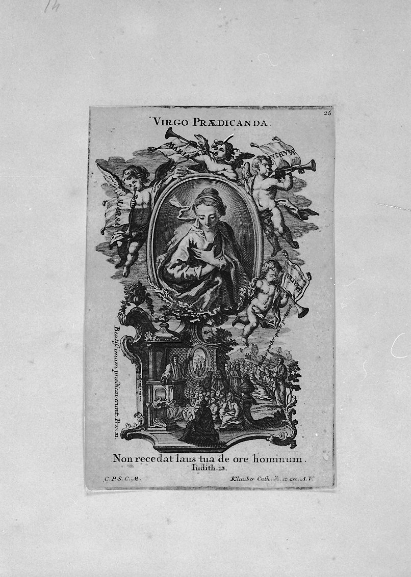 Maria Vergine (stampa smarginata, serie) di Klauber Joseph Sebastian detto Klauber Catharina, Klauber Johan Baptist (sec. XVIII)