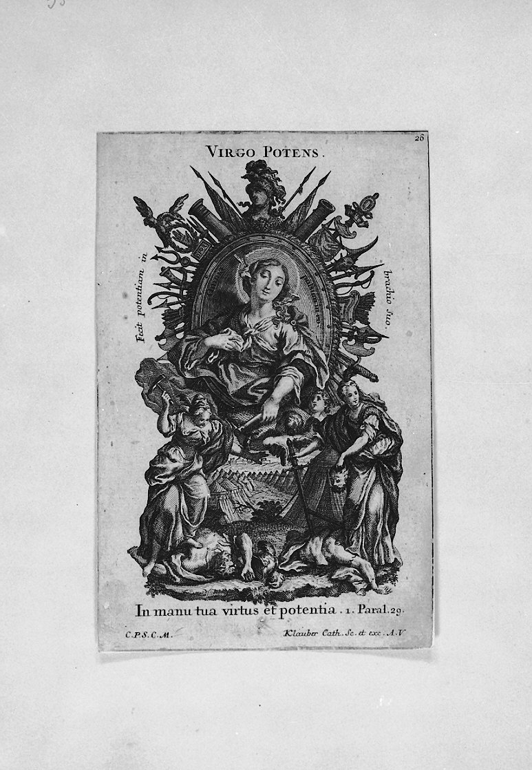 Maria Vergine (stampa smarginata, serie) di Klauber Joseph Sebastian detto Klauber Catharina, Klauber Johan Baptist (sec. XVIII)