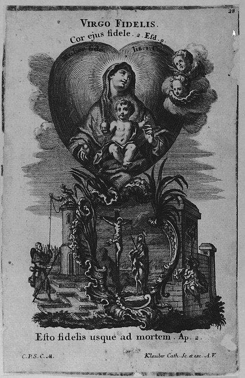 Madonna con Bambino (stampa smarginata, serie) di Klauber Joseph Sebastian detto Klauber Catharina, Klauber Johan Baptist (sec. XVIII)