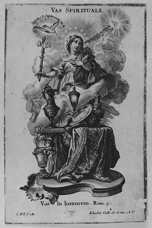 Maria Vergine (stampa smarginata, serie) di Klauber Joseph Sebastian detto Klauber Catharina, Klauber Johan Baptist (sec. XVIII)