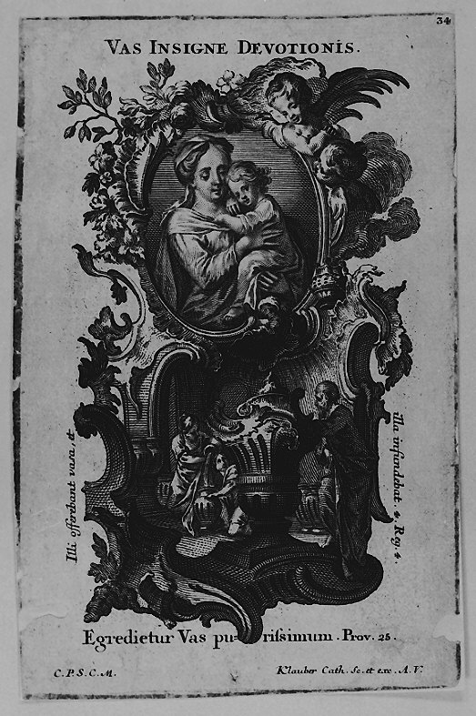 Madonna con Bambino (stampa smarginata, serie) di Klauber Joseph Sebastian detto Klauber Catharina, Klauber Johan Baptist (sec. XVIII)