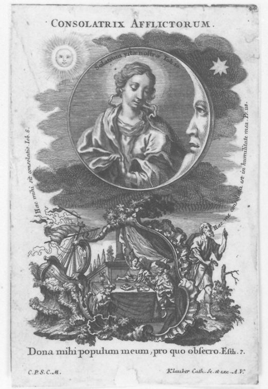 Maria Vergine (stampa smarginata, serie) di Klauber Joseph Sebastian detto Klauber Catharina, Klauber Johan Baptist (sec. XVIII)