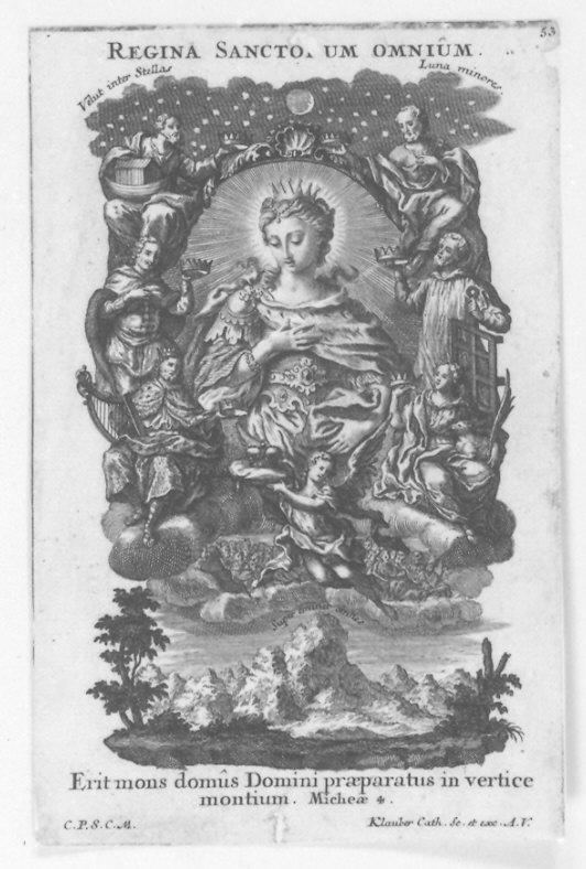 Maria Vergine (stampa smarginata, serie) di Klauber Joseph Sebastian detto Klauber Catharina, Klauber Johan Baptist (sec. XVIII)